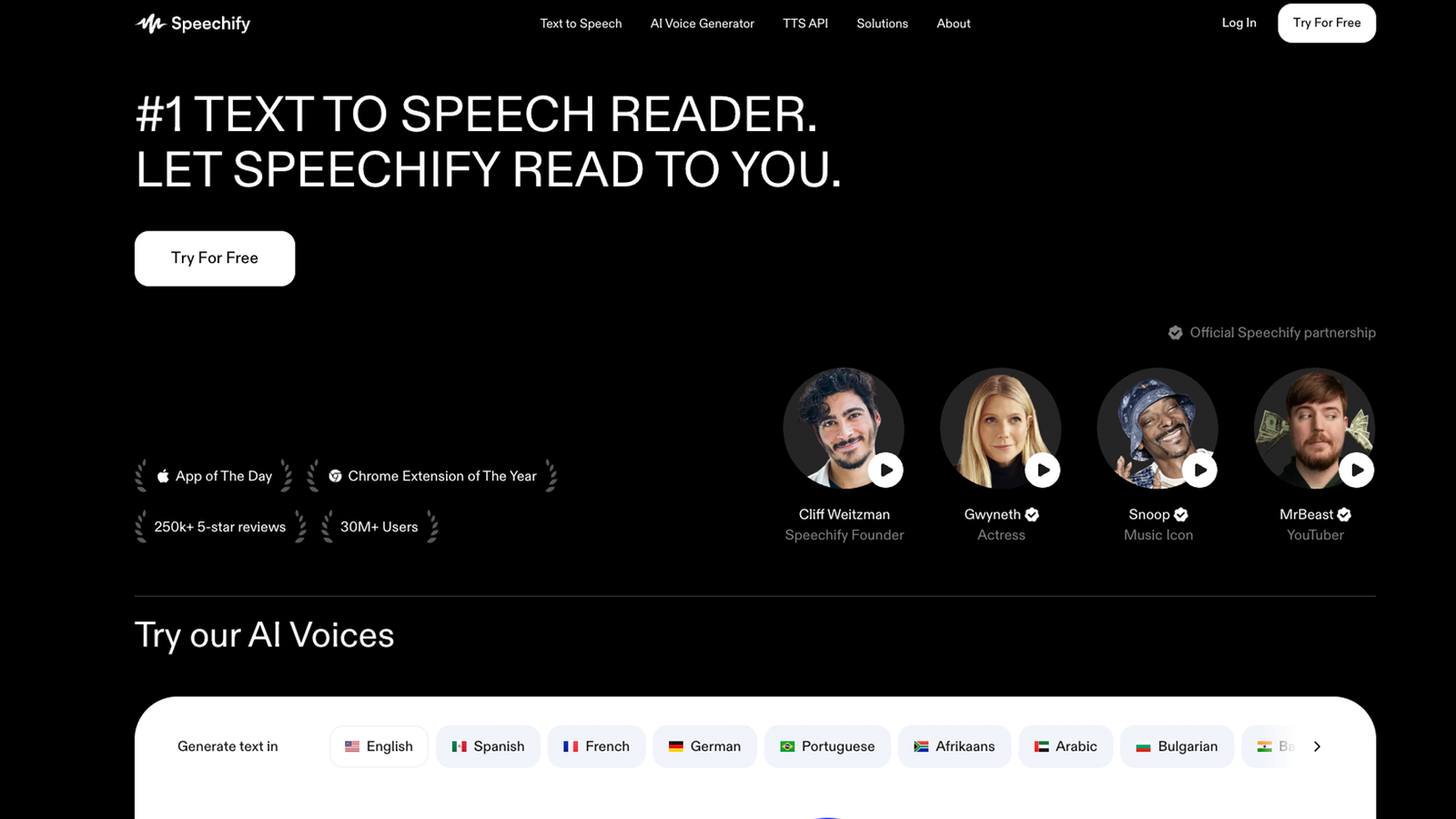 Speechify (8.4/10) – Best for Accessibility and Educational Use